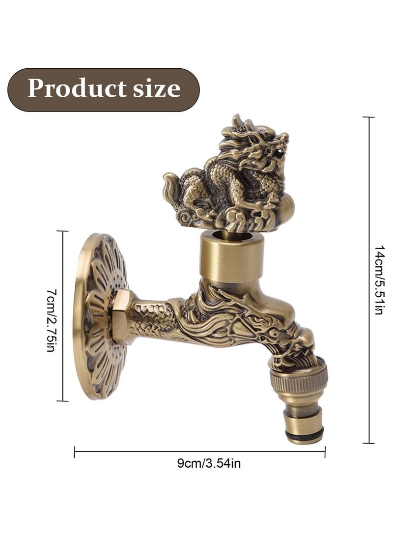 general Dragon Faucet, G1/2 Wall Mounted - Brass Vintage Chinese Dragon Design, Washing Machine Faucet Bathroom Sink Basin Faucet for Outdoor Garden Hose - Image 5