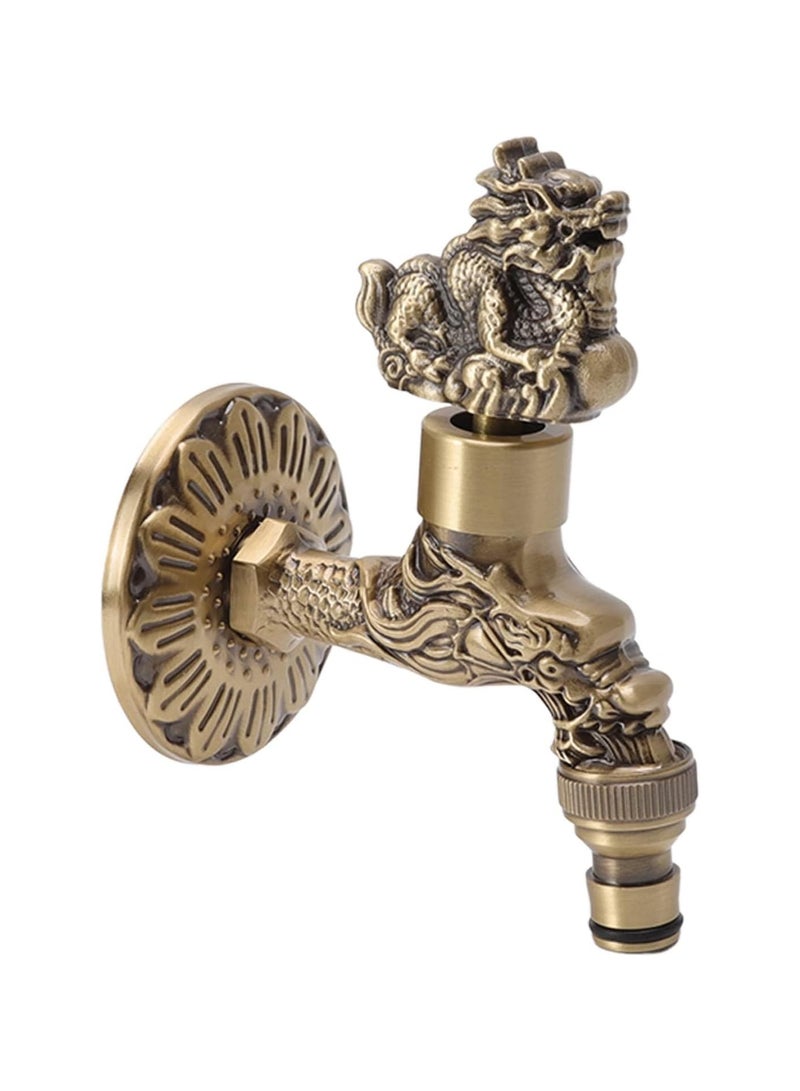 general Dragon Faucet, G1/2 Wall Mounted - Brass Vintage Chinese Dragon Design, Washing Machine Faucet Bathroom Sink Basin Faucet for Outdoor Garden Hose - Image 1