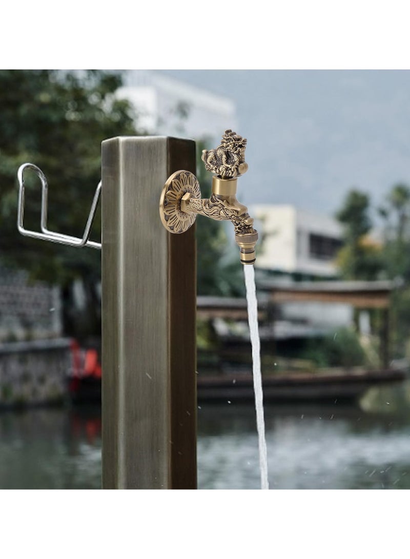 general Dragon Faucet, G1/2 Wall Mounted - Brass Vintage Chinese Dragon Design, Washing Machine Faucet Bathroom Sink Basin Faucet for Outdoor Garden Hose - Image 3