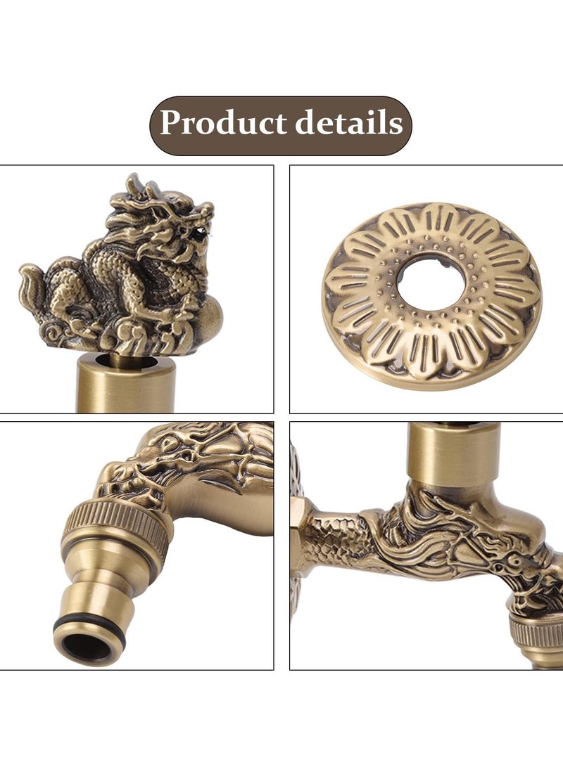general Dragon Faucet, G1/2 Wall Mounted - Brass Vintage Chinese Dragon Design, Washing Machine Faucet Bathroom Sink Basin Faucet for Outdoor Garden Hose - Image 4