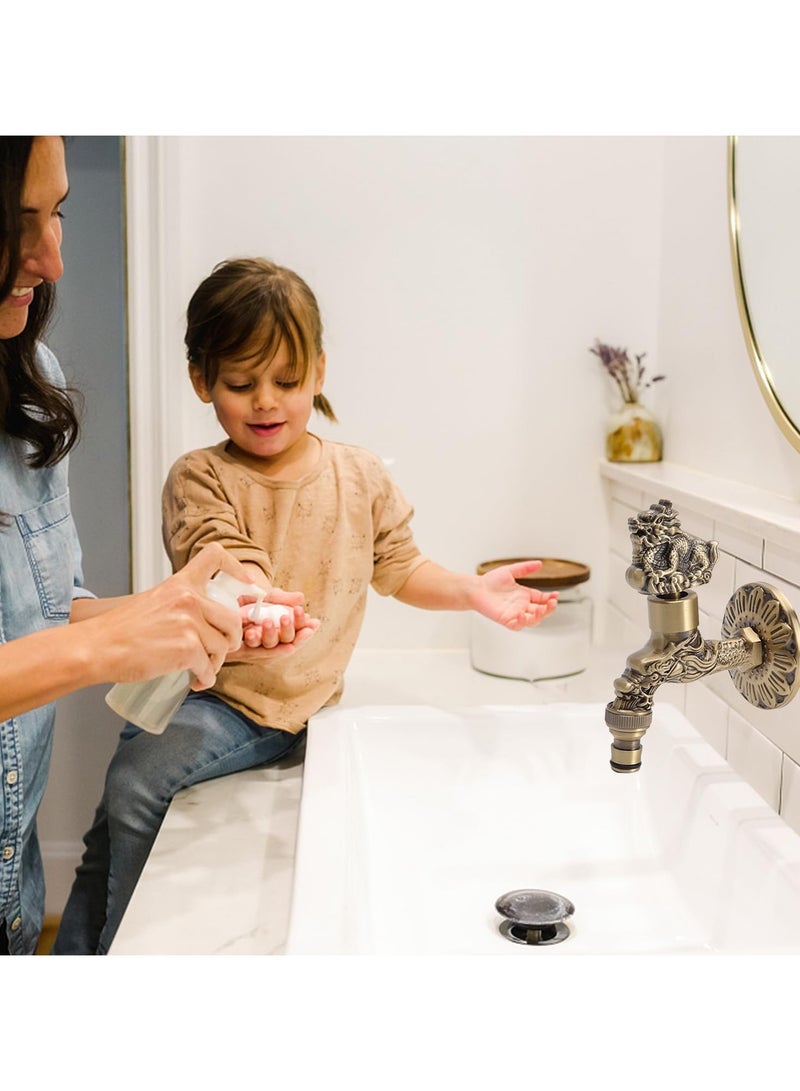 general Dragon Faucet, G1/2 Wall Mounted - Brass Vintage Chinese Dragon Design, Washing Machine Faucet Bathroom Sink Basin Faucet for Outdoor Garden Hose - Image 2