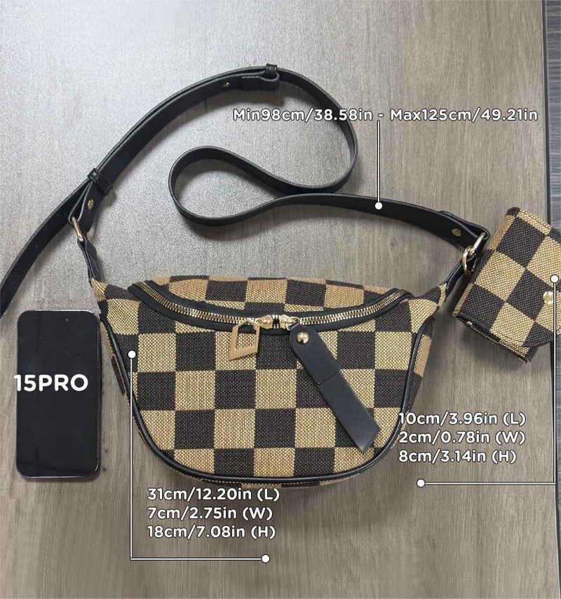 Explosions Foreign-Style All-Match Chessboard Chest Bag Ins Fashion Plaid Waist Bag Dumpling Bag Crossbody Bag Bags - Image 1