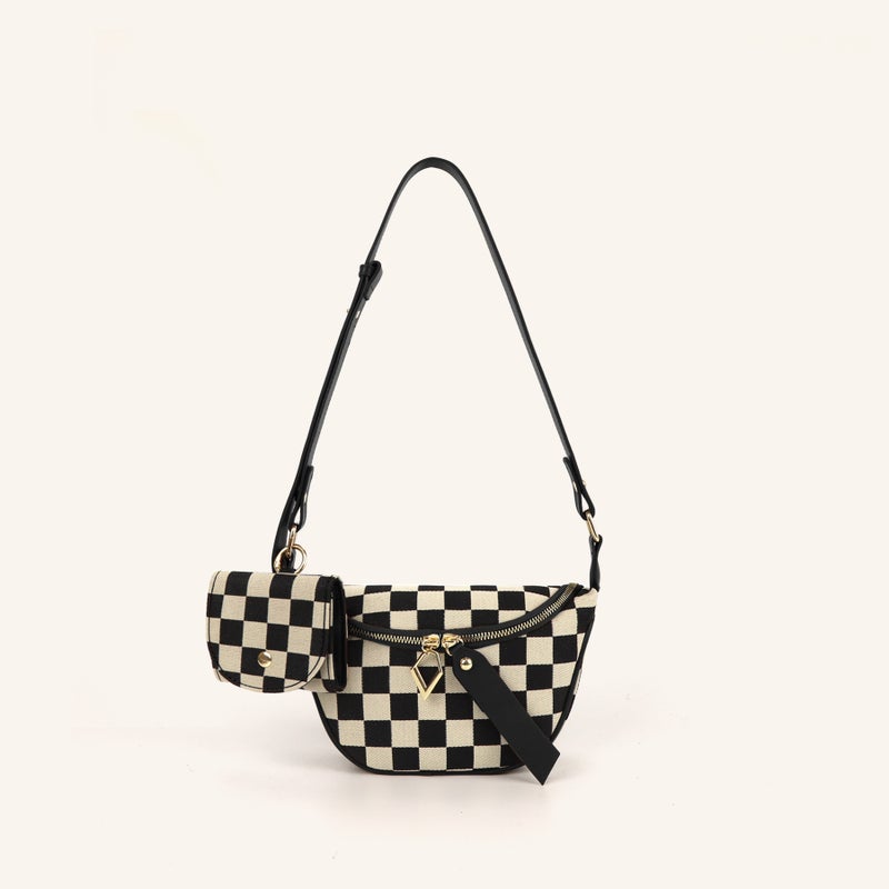 Explosions Foreign-Style All-Match Chessboard Chest Bag Ins Fashion Plaid Waist Bag Dumpling Bag Crossbody Bag Bags - Image 2