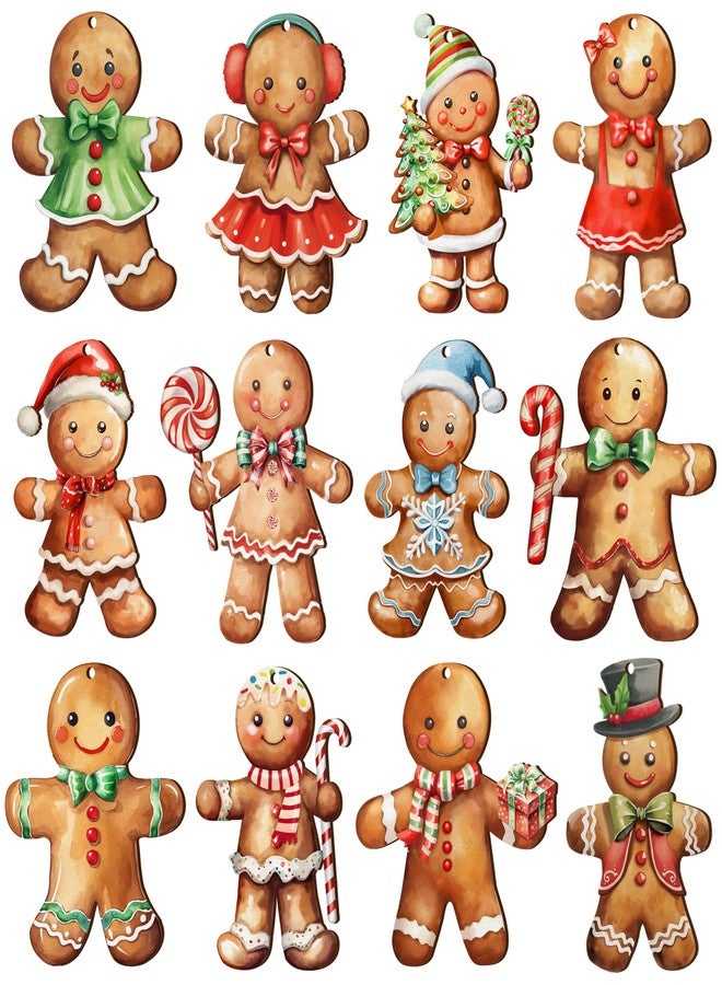 Fayoo 24Pcs Christmas Wooden Gingerbread Man Ornaments, Vintage Christmas Ornaments, Christmas Gingerbread Man Hanging Ornaments Decorations for Home Xmas Party Decors, Holiday Party Supplies - Image 1