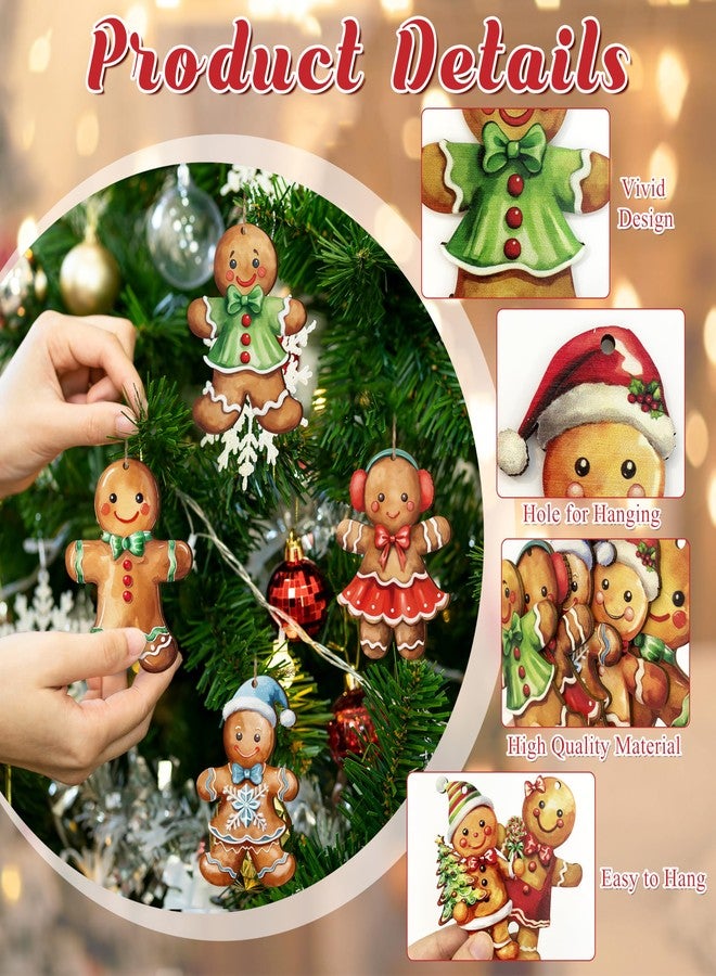 Fayoo 24Pcs Christmas Wooden Gingerbread Man Ornaments, Vintage Christmas Ornaments, Christmas Gingerbread Man Hanging Ornaments Decorations for Home Xmas Party Decors, Holiday Party Supplies - Image 3