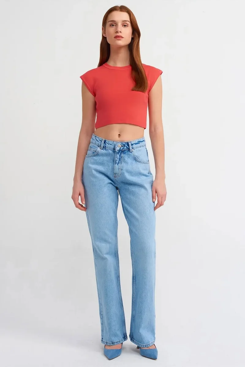 Dilvin Cherry Red DILVIN Women's Sleeveless Ribbed Crop T-Shirt for Women | Best Price UAE