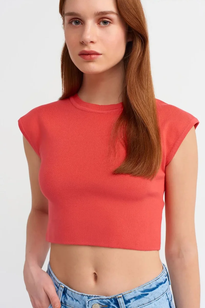 DILVIN Women's Sleeveless Ribbed Crop T-Shirt