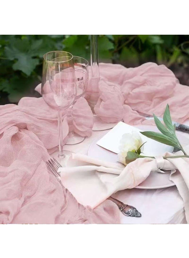 Translucent Pink Table Runner Chessian Tablecloth for Wedding Reception Bridal Shower Party Decoration Table Centerpiece 300*90CM - Image 4