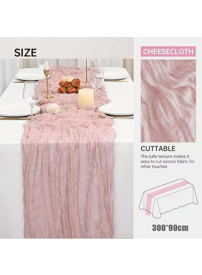 Translucent Pink Table Runner Chessian Tablecloth for Wedding Reception Bridal Shower Party Decoration Table Centerpiece 300*90CM - Image 2