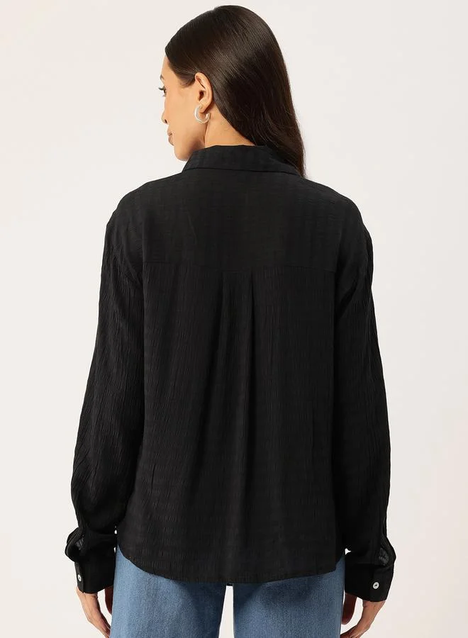 Rue Collection Women Black Twisted Buttoned Shirt