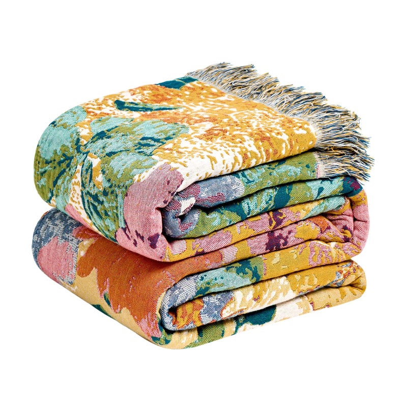 LUTBM Boho Throw Blanket for Bed Cotton Spring Blankets for Bedroom Living Room All Season Lightweight Floral Embroidery Reversible Twin Quilt for Couch Sofa Chair 60"x80" Home Decor - Image 1