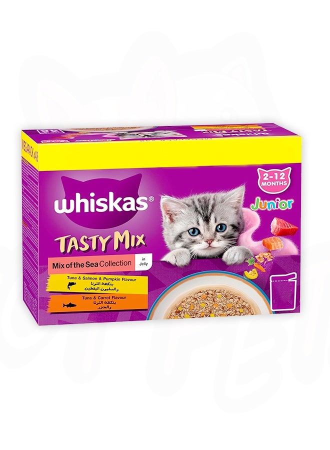 Whiskas Tasty Mix of the Sea Collection 1+ Years in Gravy - 70GM (Pack Of 12) - Image 1