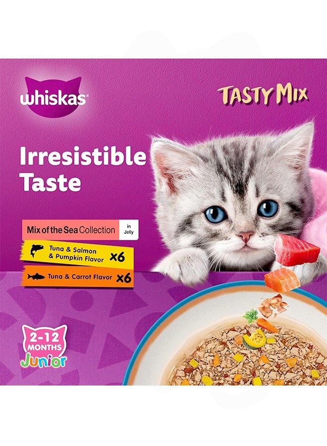 Whiskas Tasty Mix of the Sea Collection 1+ Years in Gravy - 70GM (Pack Of 12) - Image 4