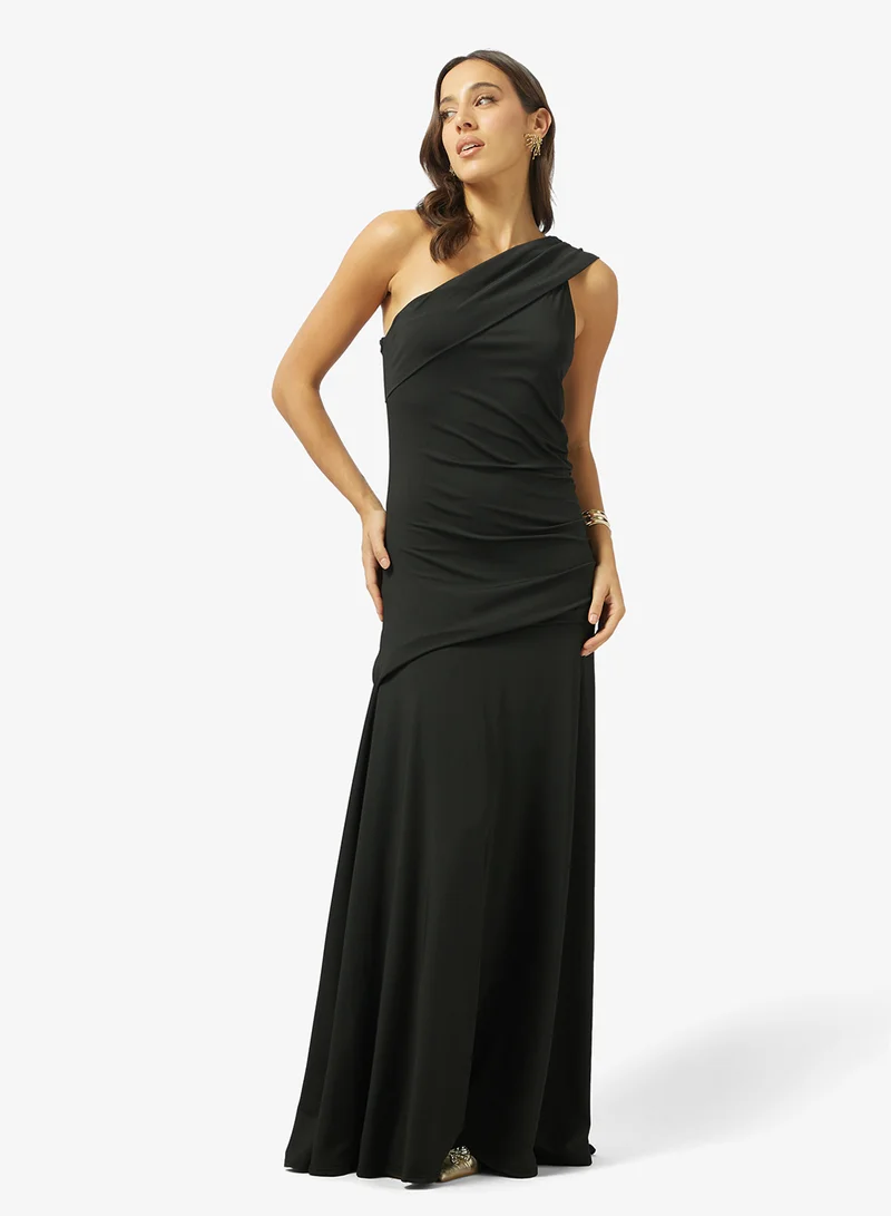 Ginger Assymetric Drop Shoulder Draped Dress