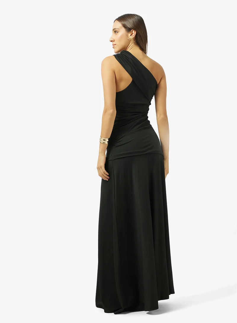 Ginger Assymetric Drop Shoulder Draped Dress