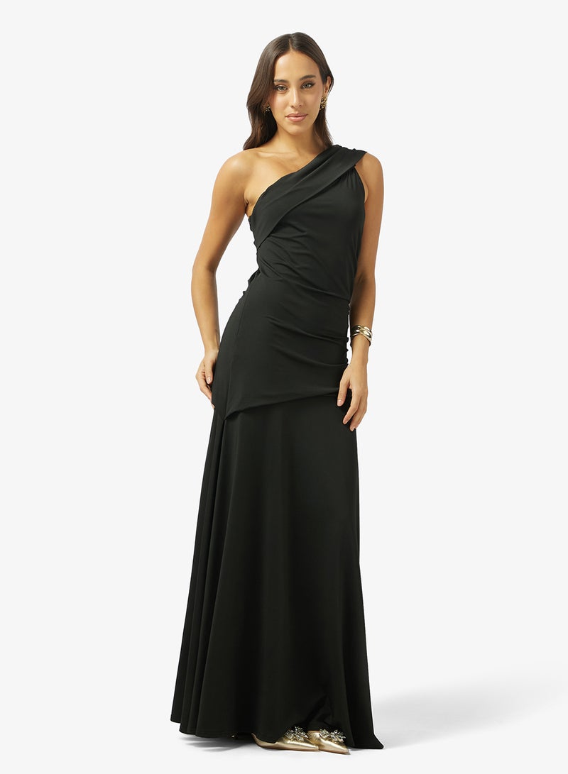 Ginger Assymetric Drop Shoulder Draped Dress - Image 1