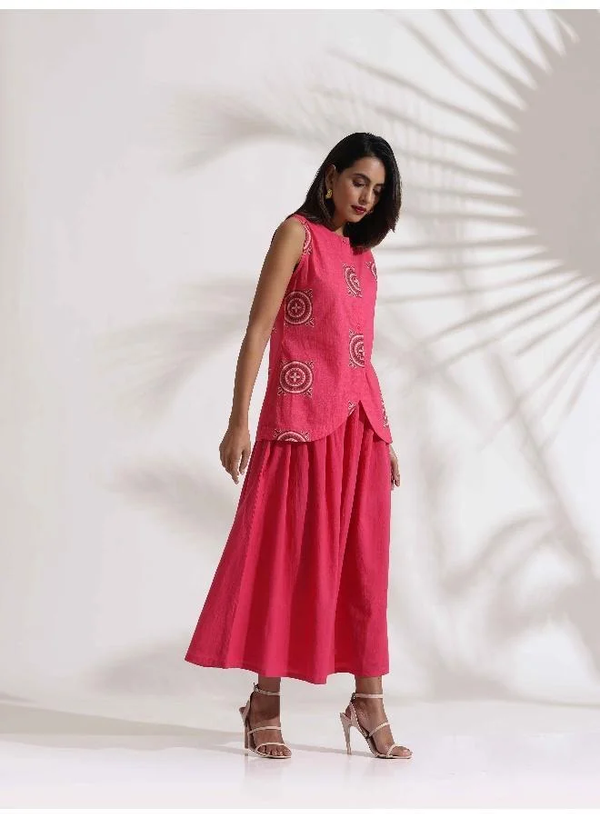 ترو برونز trueBrowns Pink Cotton Skirt Co-ord Set