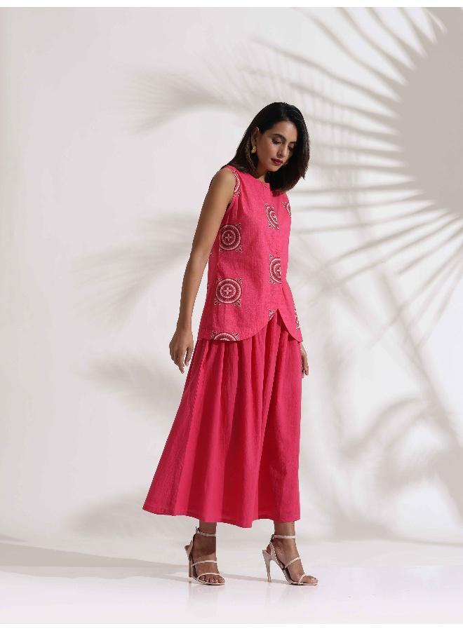 ترو برونز trueBrowns Pink Cotton Skirt Co-ord Set - Image 3