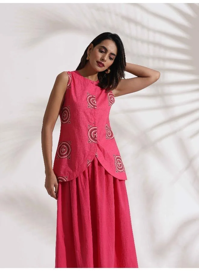 ترو برونز trueBrowns Pink Cotton Skirt Co-ord Set