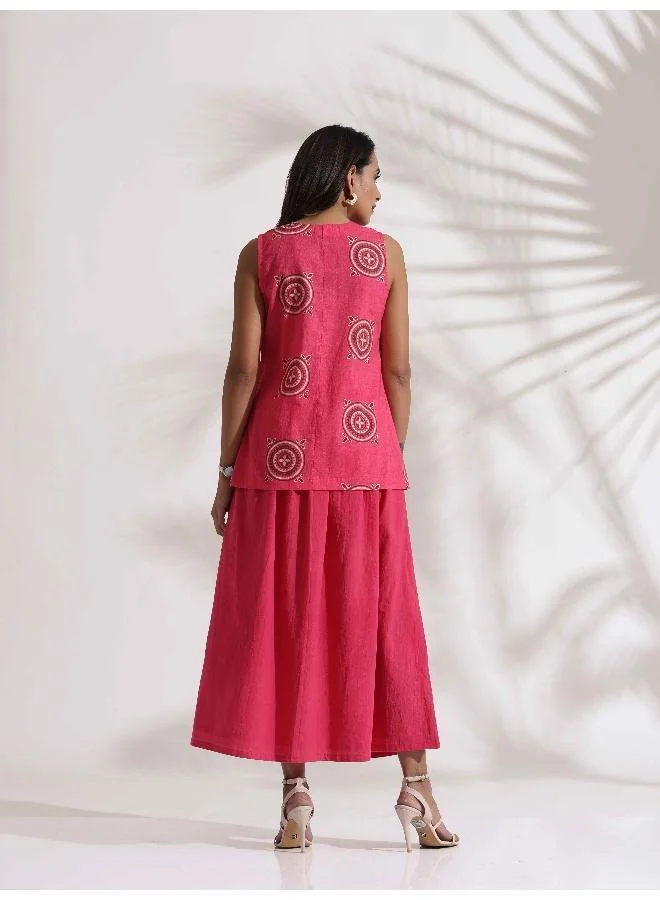 ترو برونز trueBrowns Pink Cotton Skirt Co-ord Set