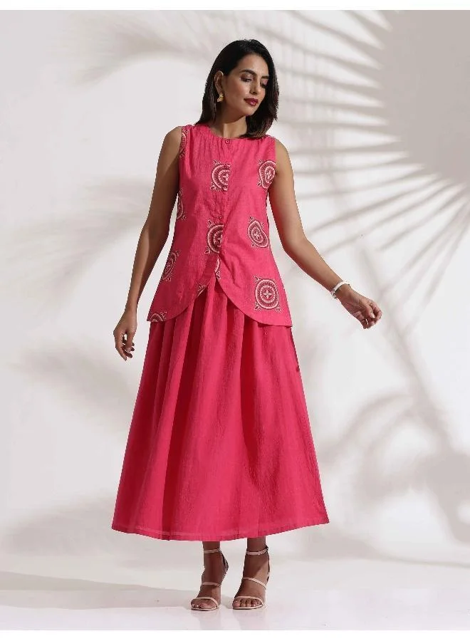 trueBrowns Pink Cotton Skirt Co-ord Set
