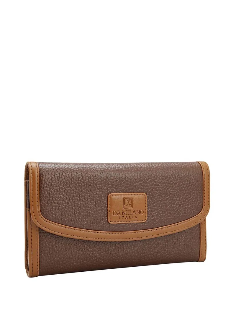 دا ميلانو محفظة نسائية جلد طبيعي بني من دا ميلانو