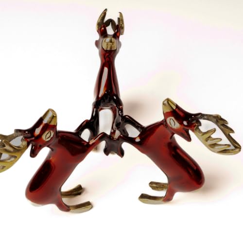 The Artage 3 Deer Ball Brass Showpiece| Statue for Center Table| Vastu Decorative Items for Living Room, Bedroom, Office| Brass Decor Items| Home Decor Gifting and Decoration (Deer Ball Cherry) - Image 5