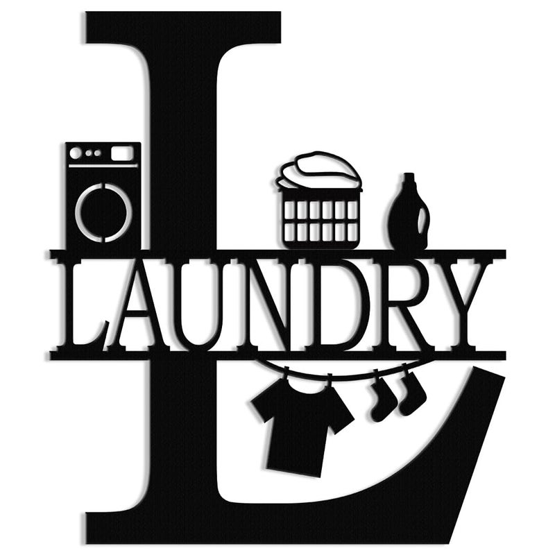 XORT Laundry Room Decor Sign Vintage Metal Laundry Sign Wall Art for Modern Home Kitchen Bathroom Hanging Decoration Black 12 x 14 inch