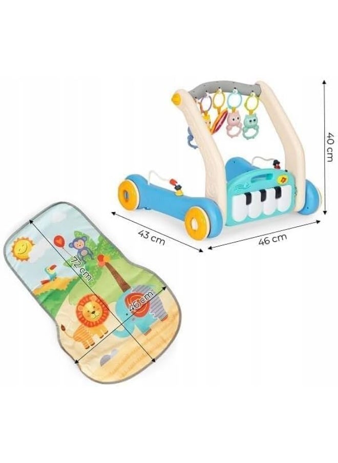 HUANGER He0637 Baby Piano Gym Walker, 2-In-1 Activity Centre With Play Mat  - Image 2