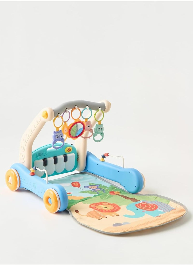 HUANGER He0637 Baby Piano Gym Walker, 2-In-1 Activity Centre With Play Mat  - Image 1