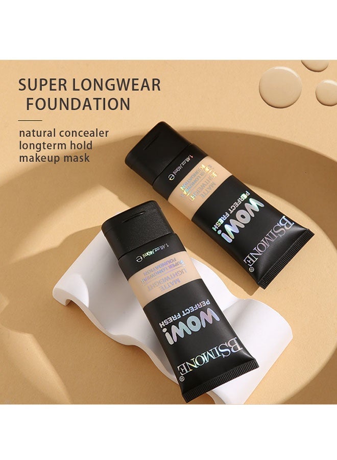 BSIMONE Matte Lighweight Super Longwear Foudation，Super Coverage Multi-Use Sculpting Concealer Matte Lightweight Foundation Super Longwear 40ml #BEIGE2 - Image 3