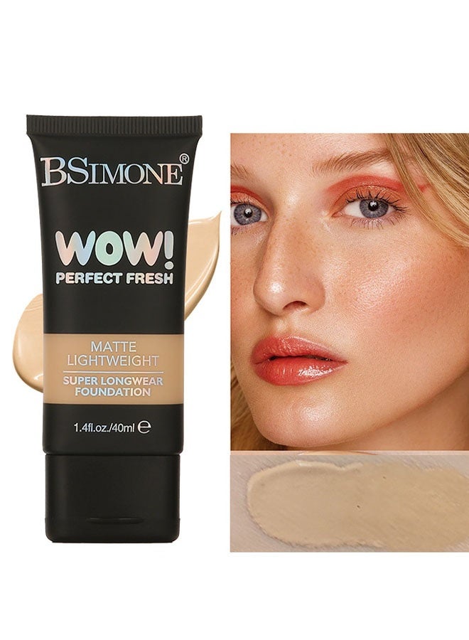 BSIMONE Matte Lighweight Super Longwear Foudation，Super Coverage Multi-Use Sculpting Concealer Matte Lightweight Foundation Super Longwear 40ml #BEIGE2 - Image 1