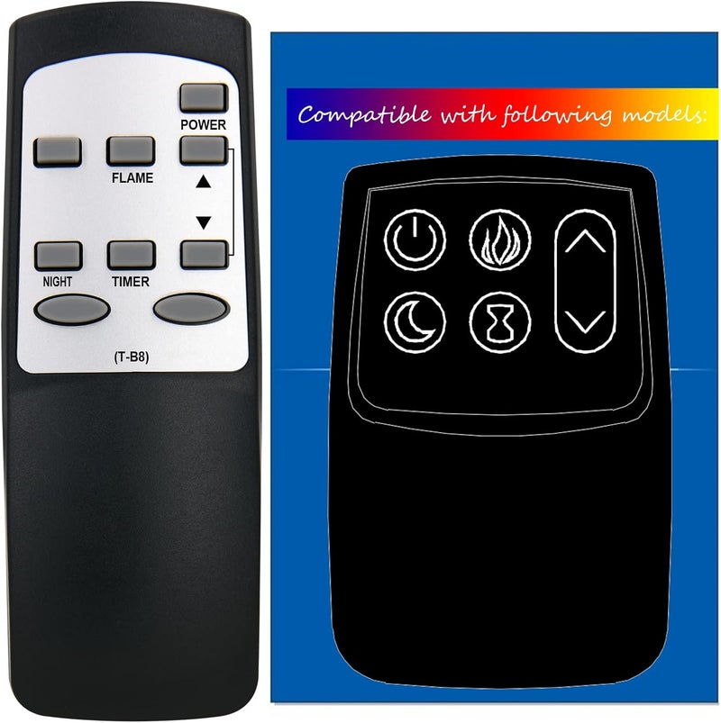 CHOUBENBEN Compatible with Twin Star Dura Flame ClassicFlame Fireplace Stove Heater Remote Control DF1-5020-05 CF1-5018-01 CF1-5018-02 CF1-5018-03 CF1-5018-04 231RM7491-W500 231H033FGL 231RM7491-W500M (T-B8) - Image 1