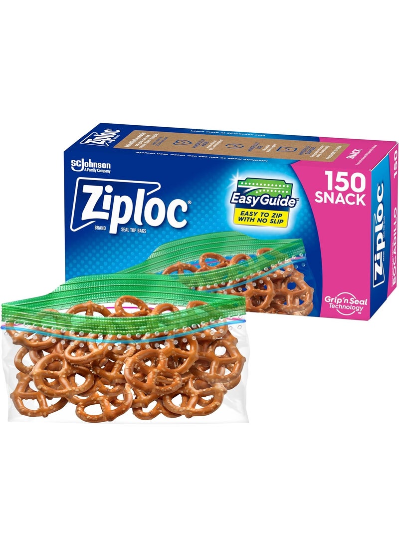 Ziploc Ziploc Snack Bags with EasyGuide Texture Small Plastic Storage Bags with Grip N Seal Technology 150 Bags Total  - Image 1