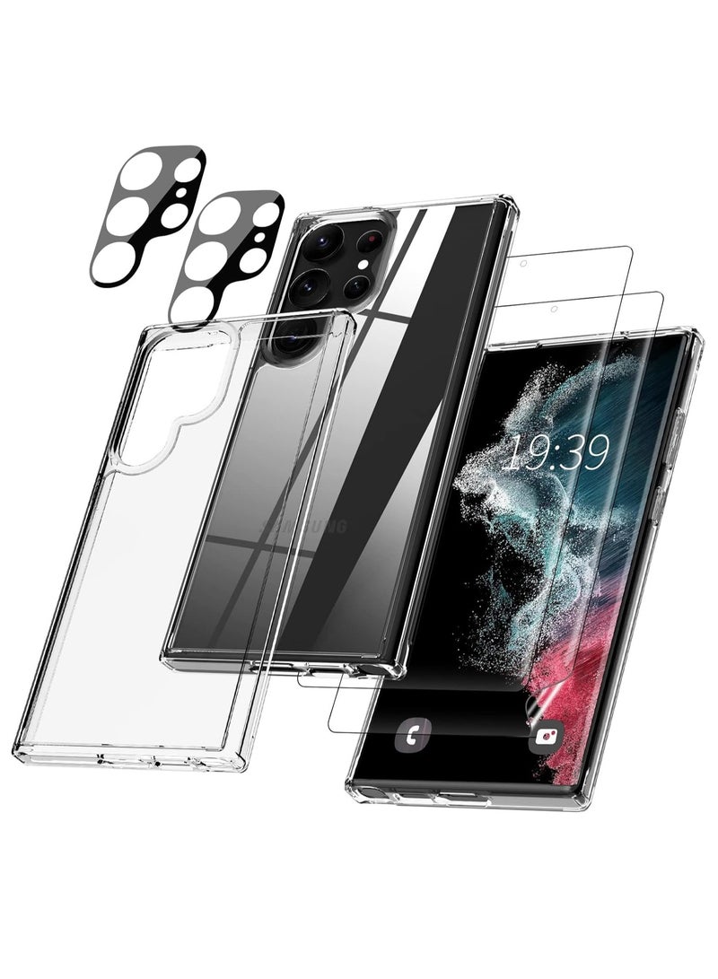 ELTRAZONE Galaxy S22 Ultra Case Bundle - Includes 2 HD Screen Protectors & 2 Camera Lens Protectors, Slim Shockproof Clear Anti-Scratch Cover for Samsung Galaxy S22 Ultra 5G - Image 1