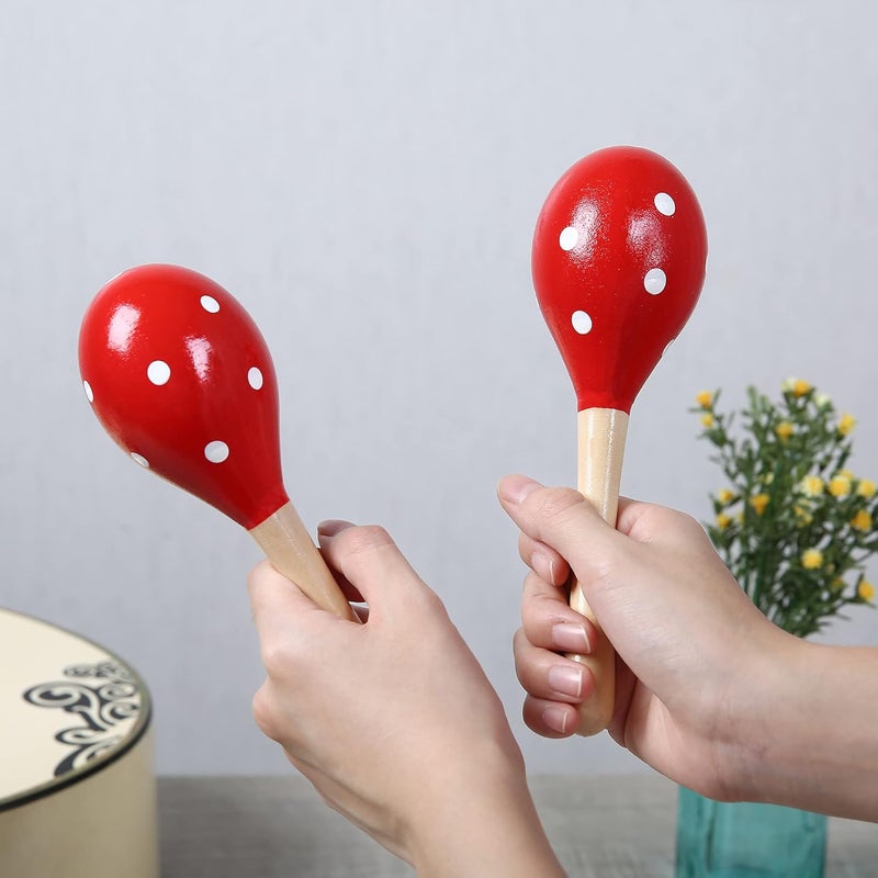 DOMG Maracas, Wooden Rumba Shaker Rattle Hand Percussion Musical Instrument for Adults Kids, Set of 2 - Image 5