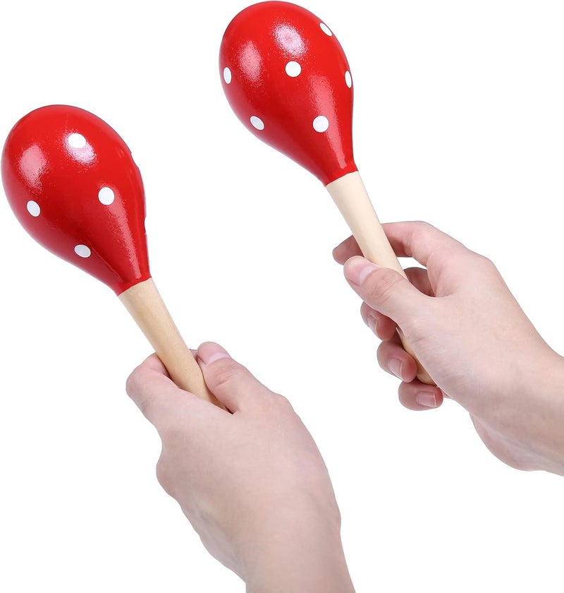 DOMG Maracas, Wooden Rumba Shaker Rattle Hand Percussion Musical Instrument for Adults Kids, Set of 2 - Image 3