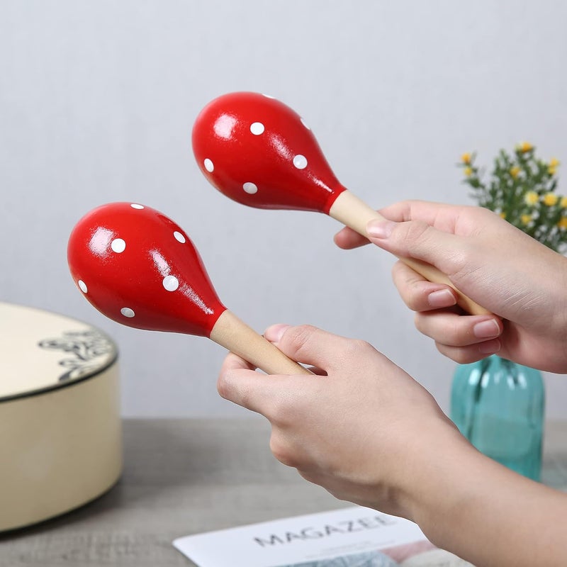 DOMG Maracas, Wooden Rumba Shaker Rattle Hand Percussion Musical Instrument for Adults Kids, Set of 2 - Image 4