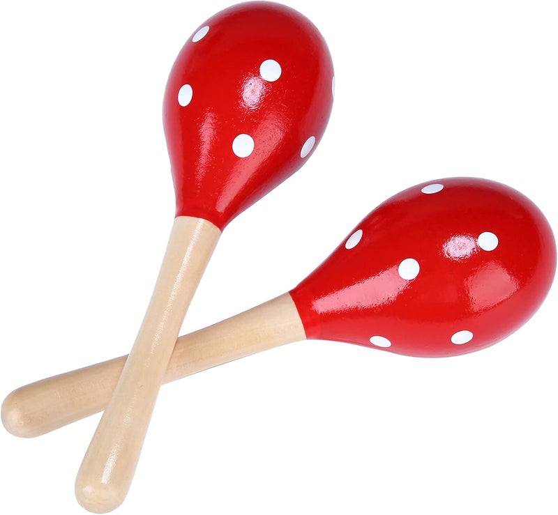 DOMG Maracas, Wooden Rumba Shaker Rattle Hand Percussion Musical Instrument for Adults Kids, Set of 2 - Image 1