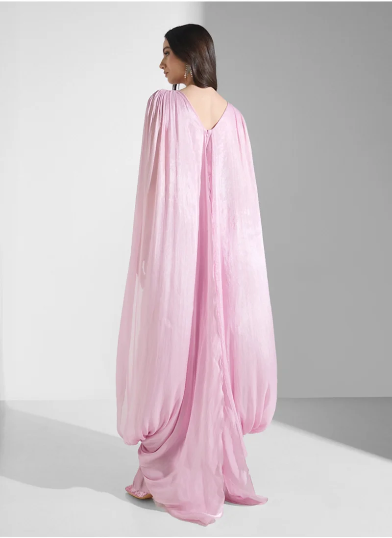 Golden Apple Split Sleeves Maxi Dress