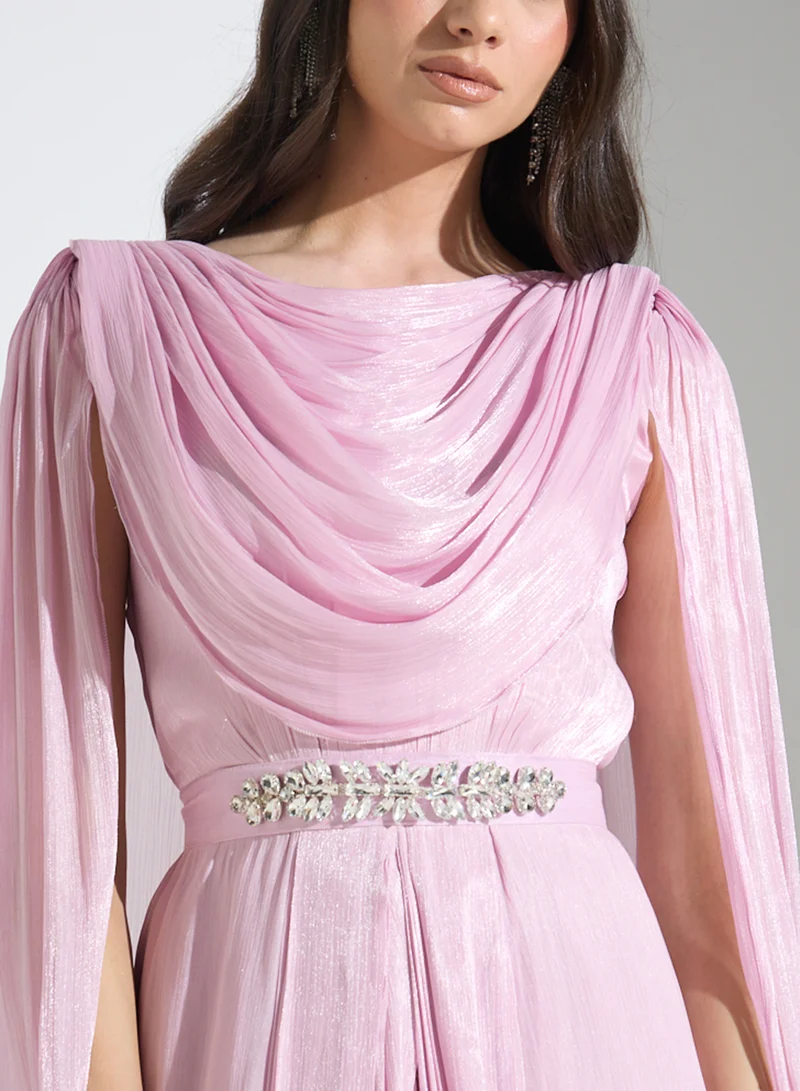 Golden Apple Draped Column Gown