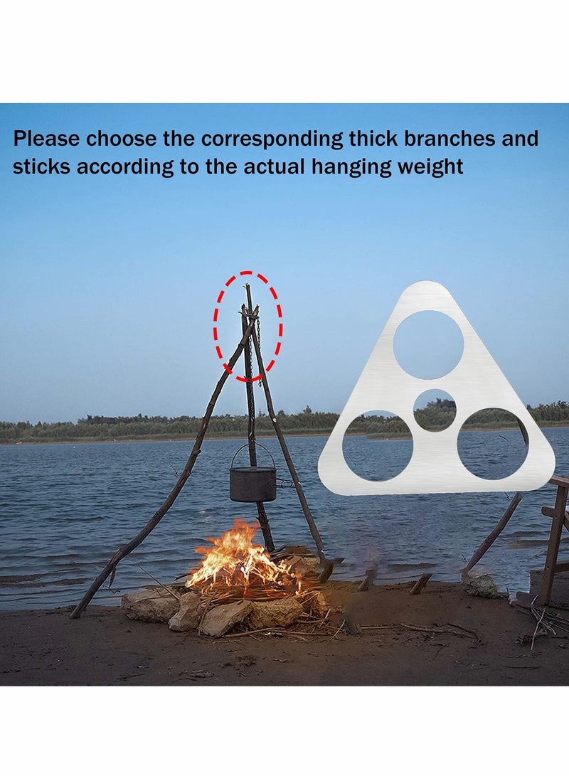 Excefore Camping Tripod Board,Turn Branches into Campfire Tripod, Stainless Steel Campfire Support Plate with Adjustable Chain for Hanging Cookware, Perfect Accessories for Outdoor Cooking - Image 3