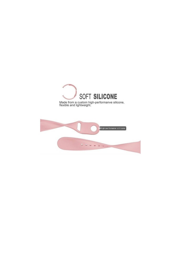 For Apple Watch Series SE Strap Band 42/44mm - Sport Rubber Bracelet Watchband- Sand Pink - Image 3