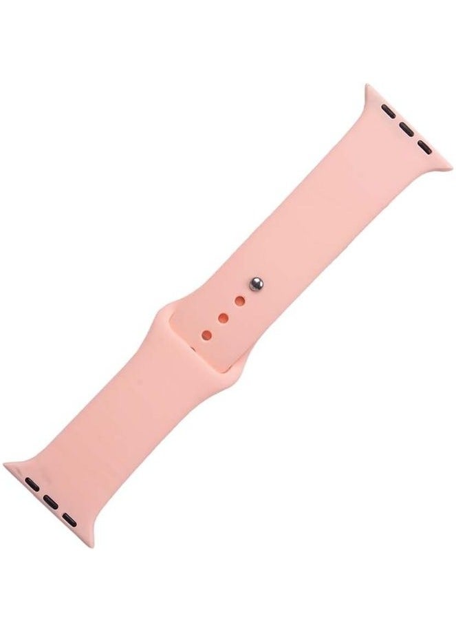 For Apple Watch Series SE Strap Band 42/44mm - Sport Rubber Bracelet Watchband- Sand Pink - Image 1