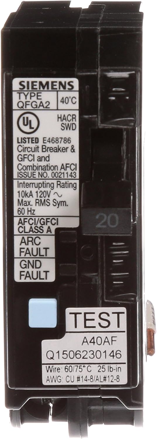 SIEMENS SIEMENS Q120DF 20Amp AfciGfci Dual Function Circuit Breaker Plugin Load Center Style  - Image 2