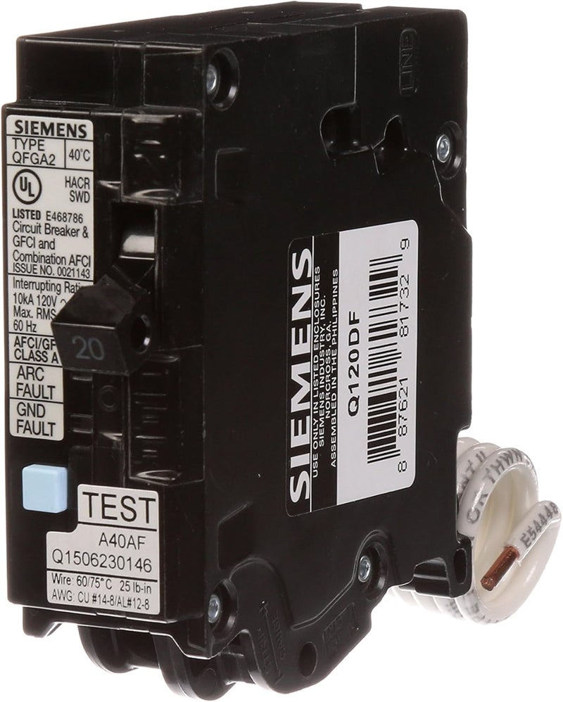 SIEMENS SIEMENS Q120DF 20Amp AfciGfci Dual Function Circuit Breaker Plugin Load Center Style  - Image 1