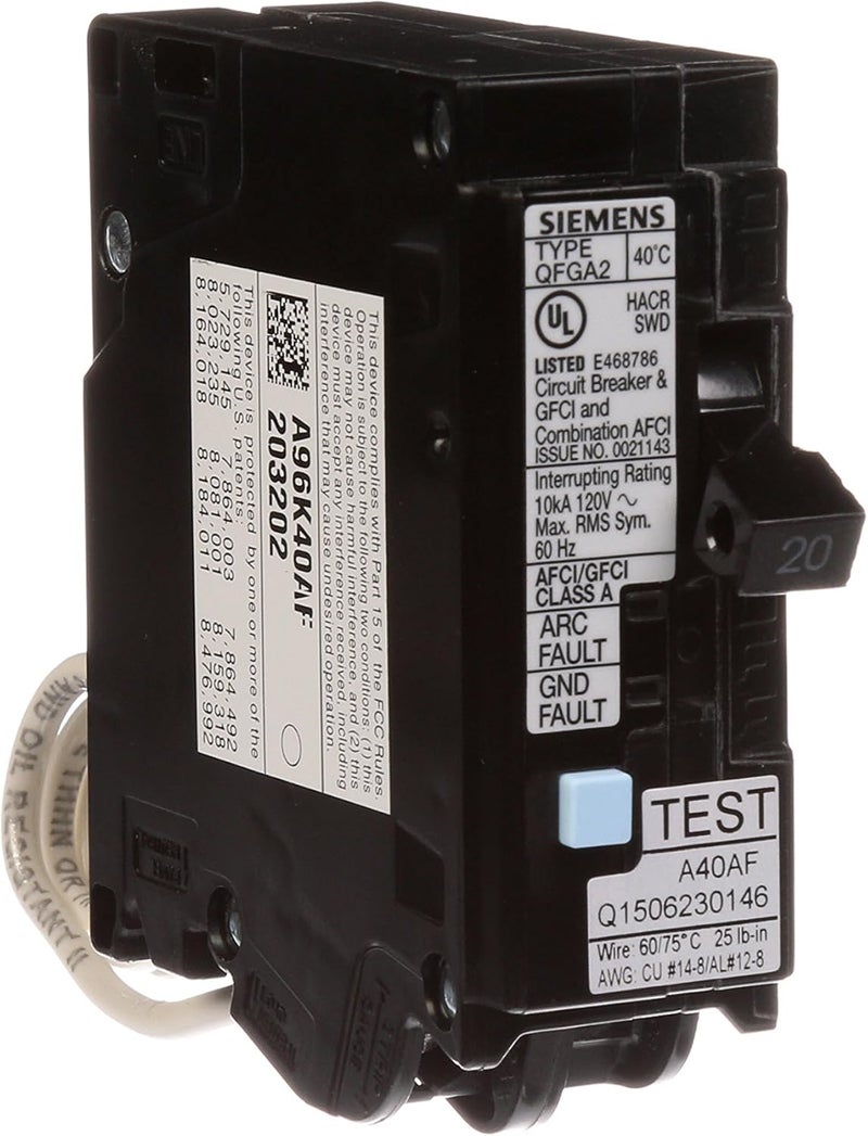 SIEMENS SIEMENS Q120DF 20Amp AfciGfci Dual Function Circuit Breaker Plugin Load Center Style  - Image 3