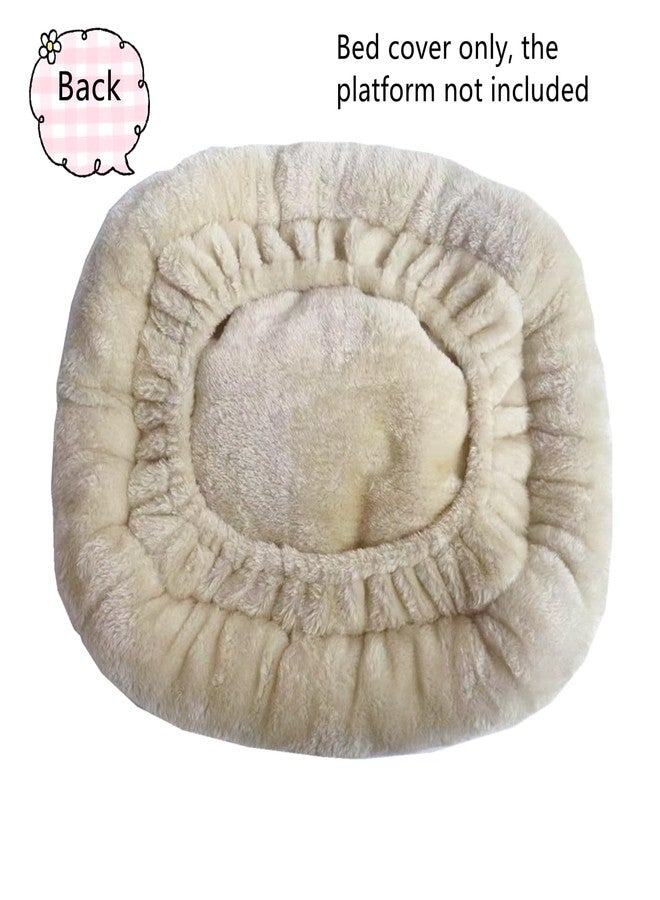 SHENGOCASE ملحقات برج شجرة القطط قطع غيار غطاء وسادة علوية مستديرة لسرير القطط مع شريط مطاطي (13.8 بوصة، بيج) - Image 4