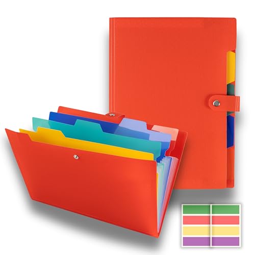 SPS 5 Pocket Expanding File Folder - Fits A4 & Letter Size Document Organizer, Accordion File Folders, File Holder for Office, School & Home Use - Orange - Image 1