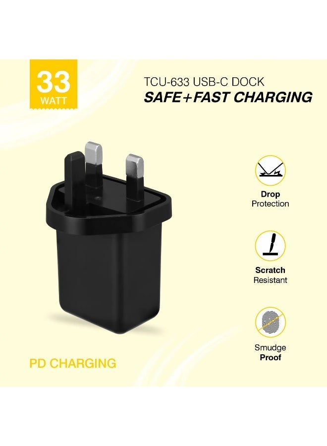 ERD 33W GaN Fast Charger | Ultra-Compact Gallium Nitride Wall Adapter | High-Efficiency Power Delivery for USB-C Laptops, iPhone 15/16, Samsung Galaxy, & Tablets | All-Protocol Fast Charging with Multi-Layer Safety Protection (Black, Adapter Only) - Image 1